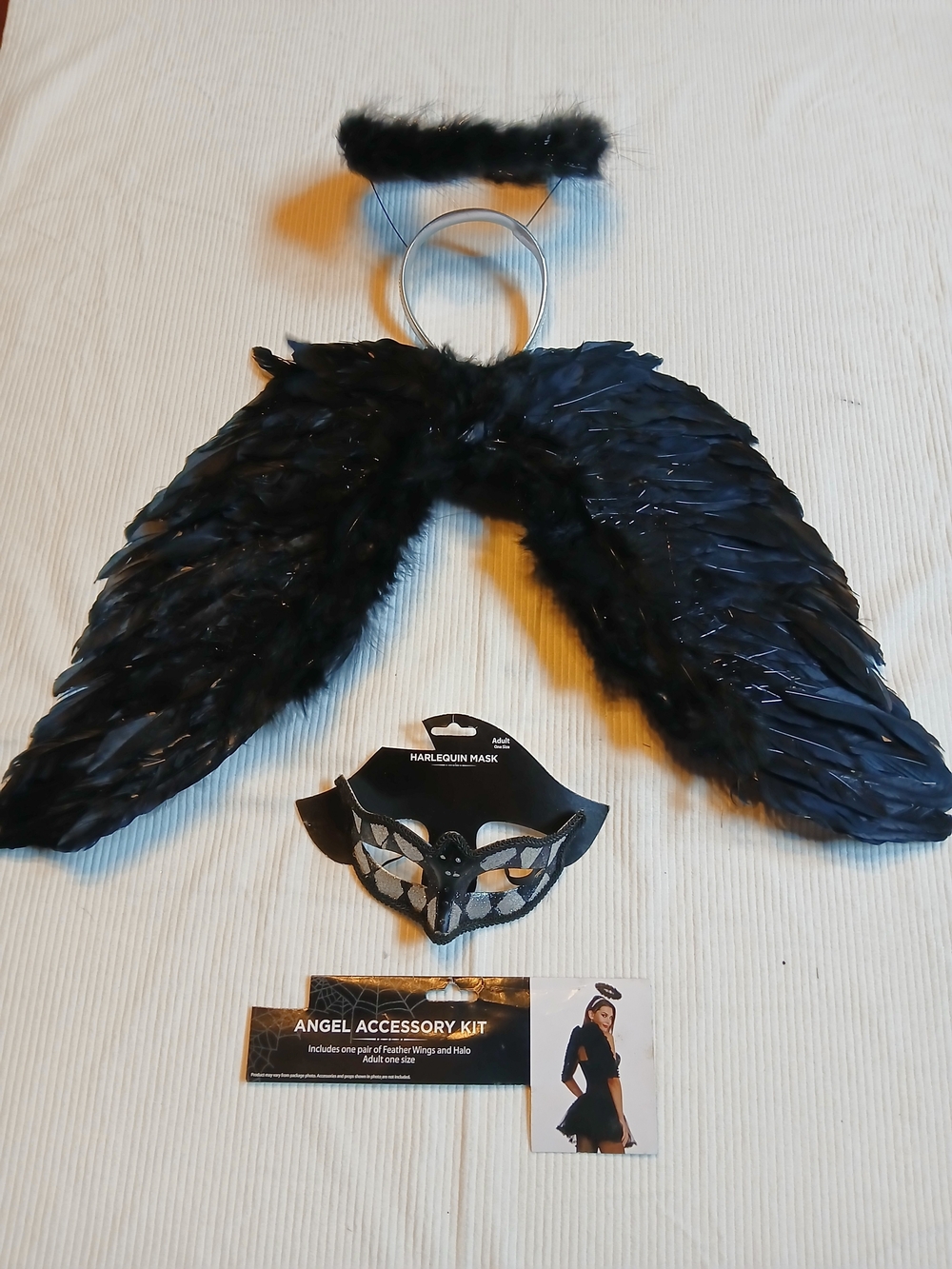 Black Angel Accessories Feather Wings Costume Lot Cosplay Adult Fairy Halloween